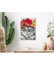 Pasidaryk pats  paveikslas ant drobės  Cat With Flowers