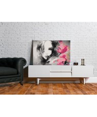 Pasidaryk pats  paveikslas ant drobės  Black & White Portrait With A Pink Flower