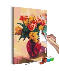 Pasidaryk pats  paveikslas ant drobės  Tulips in Red Vase