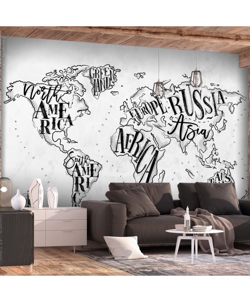 Fototapetas  Retro Continents (Grey)