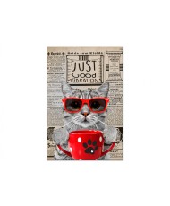 Paveikslas  Cat With Coffee (1 Part) Vertical