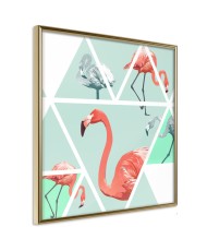 Plakatas  Tropical Mosaic with Flamingos (Square)