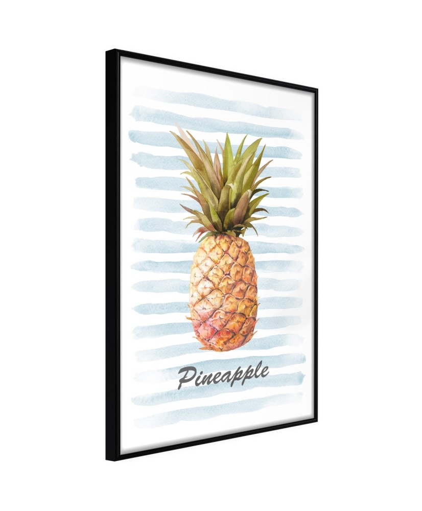 Plakatas  Pineapple on Striped Background