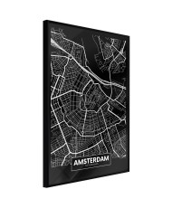 Plakatas  City Map Amsterdam (Dark)