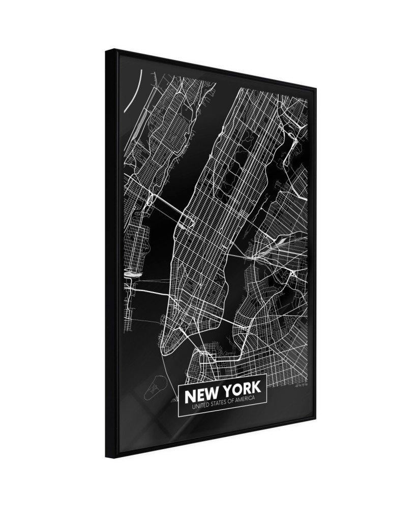 Plakatas  City Map New York (Dark)
