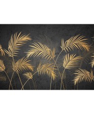 Fototapetai - Modernūs auksiniai palmių lapai