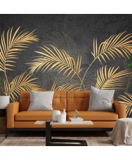 Fototapetai - Modernūs auksiniai palmių lapai