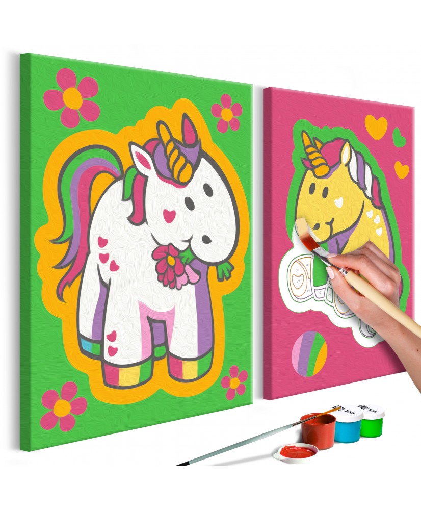 Pasidaryk pats  paveikslas ant drobės  Unicorns (Green & Pink)