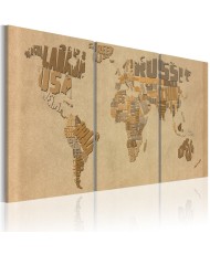 Paveikslas  The world map in beige and brown