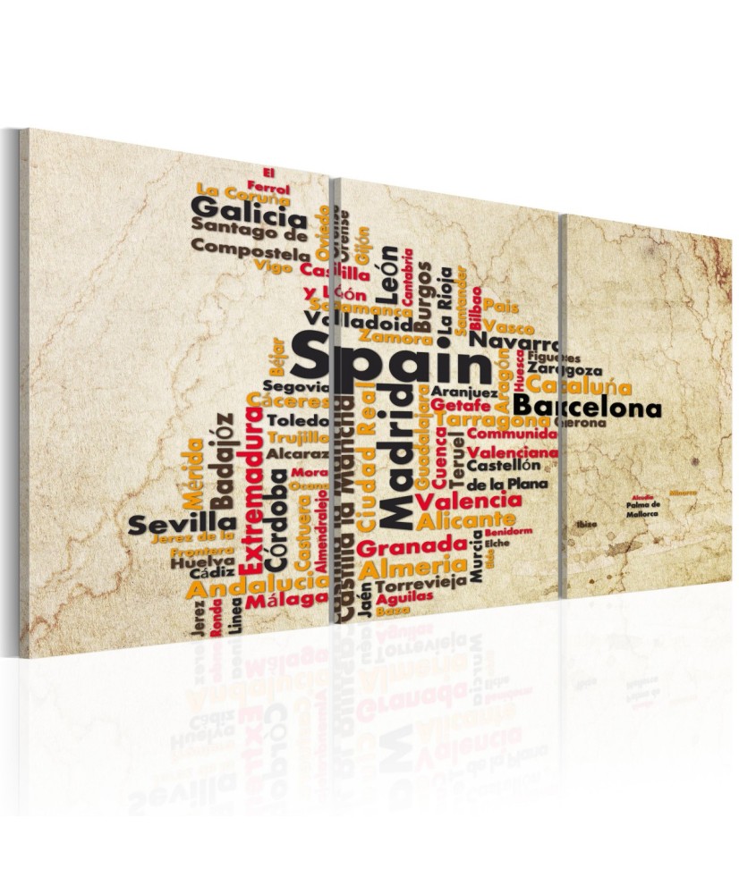 Paveikslas  Spain text map in colors of national flag