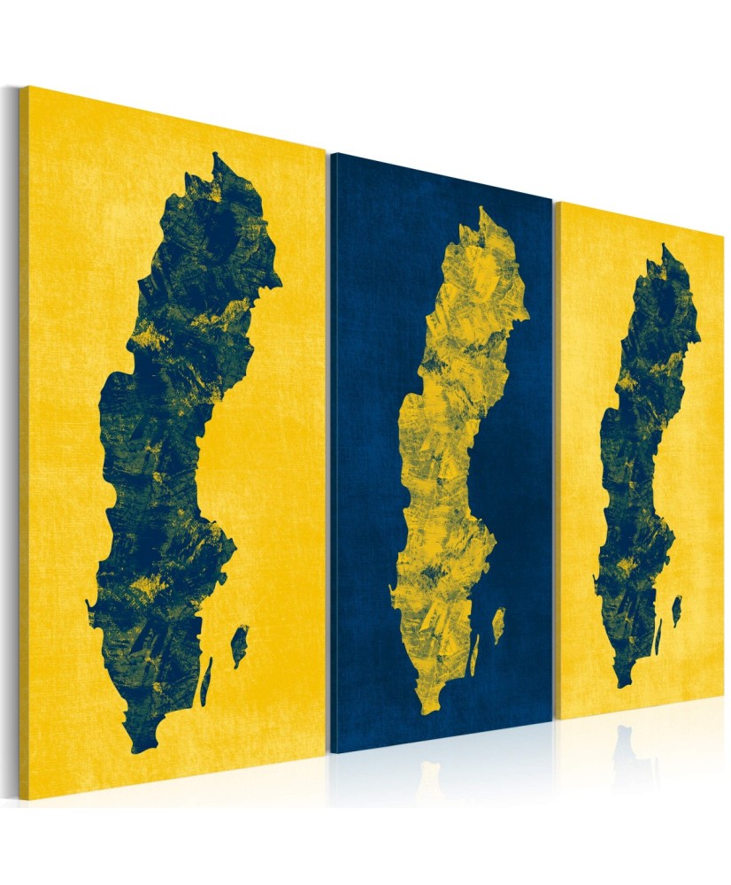 Paveikslas  Painted map of Sweden  triptych