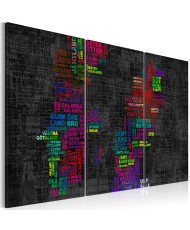 Paveikslas  Map of Sweden (colored names of cities)  triptych