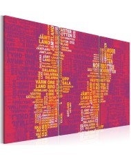 Paveikslas  Text map of Sweden (pink background)  triptych