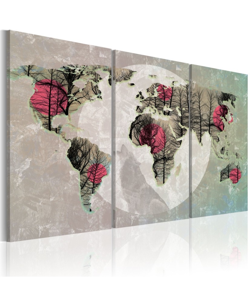 Paveikslas  Map of the World Full moon  triptych