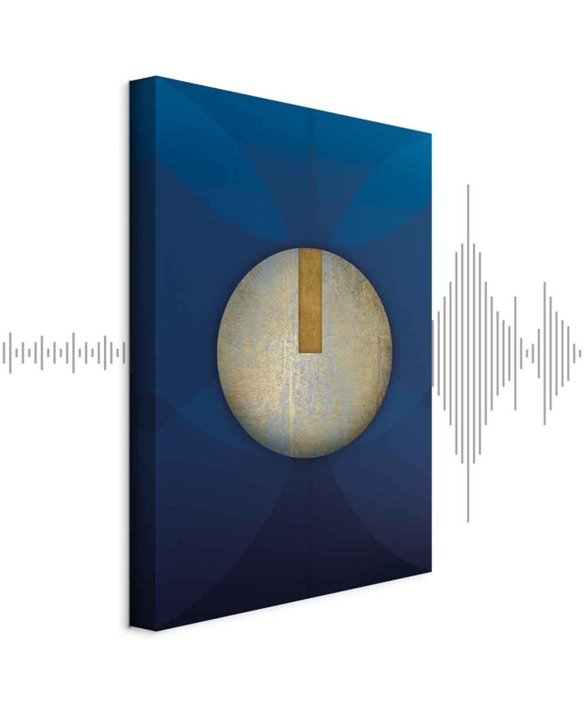 Paveikslas Klasikinės mėlynos šešėlyje - Auksinė abstraktus ratas