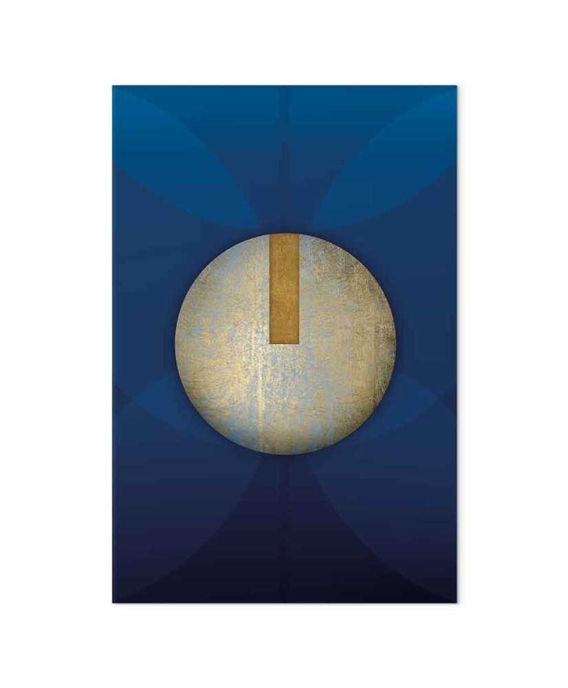 Paveikslas Klasikinės mėlynos šešėlyje - Auksinė abstraktus ratas