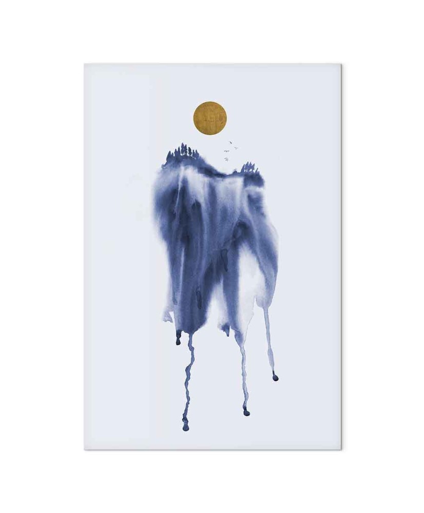 Paveikslas Miškas akvarele - mėlyno atspalvio peizažas