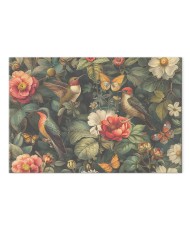 Paveikslas Gėlės, paukščiai ir drugeliai