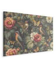 Paveikslas Gėlės, paukščiai ir drugeliai