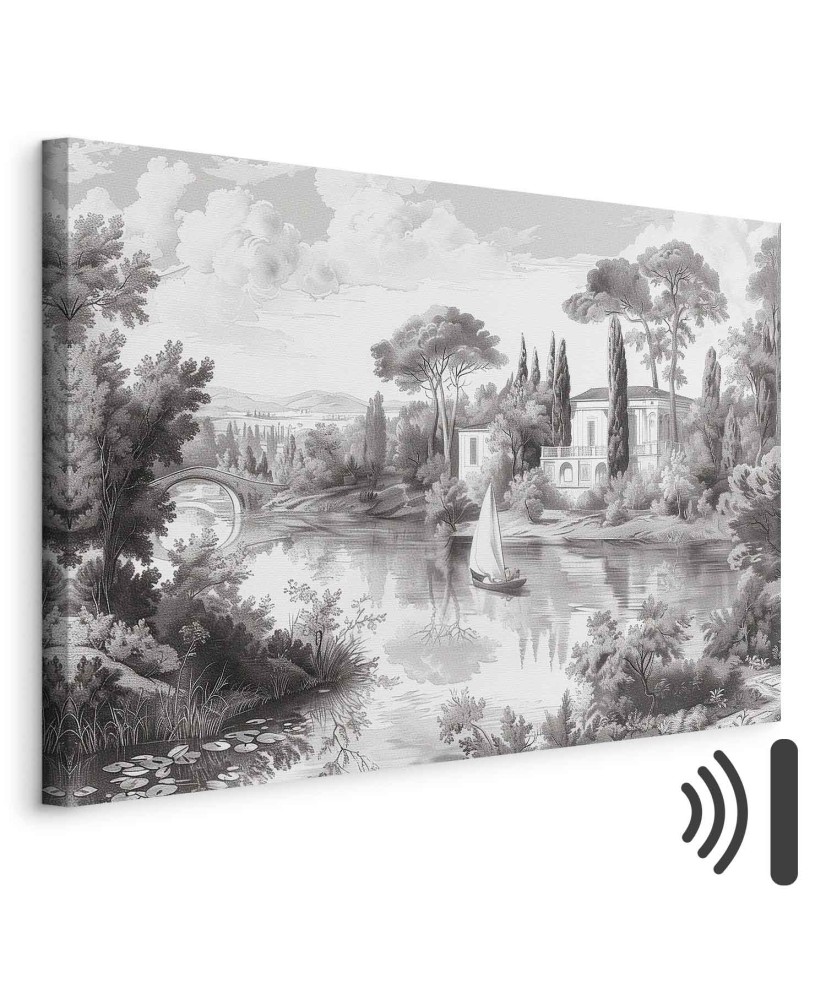 Paveikslas Retro ežero peizažas