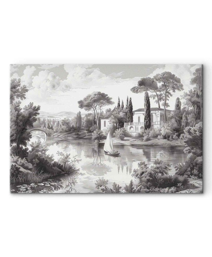 Paveikslas Retro ežero peizažas