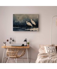 Paveikslas Gervės virš žiemos tvenkinio