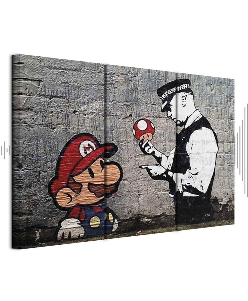 Paveikslas Super Mario grybas ir policininkas (Banksy)