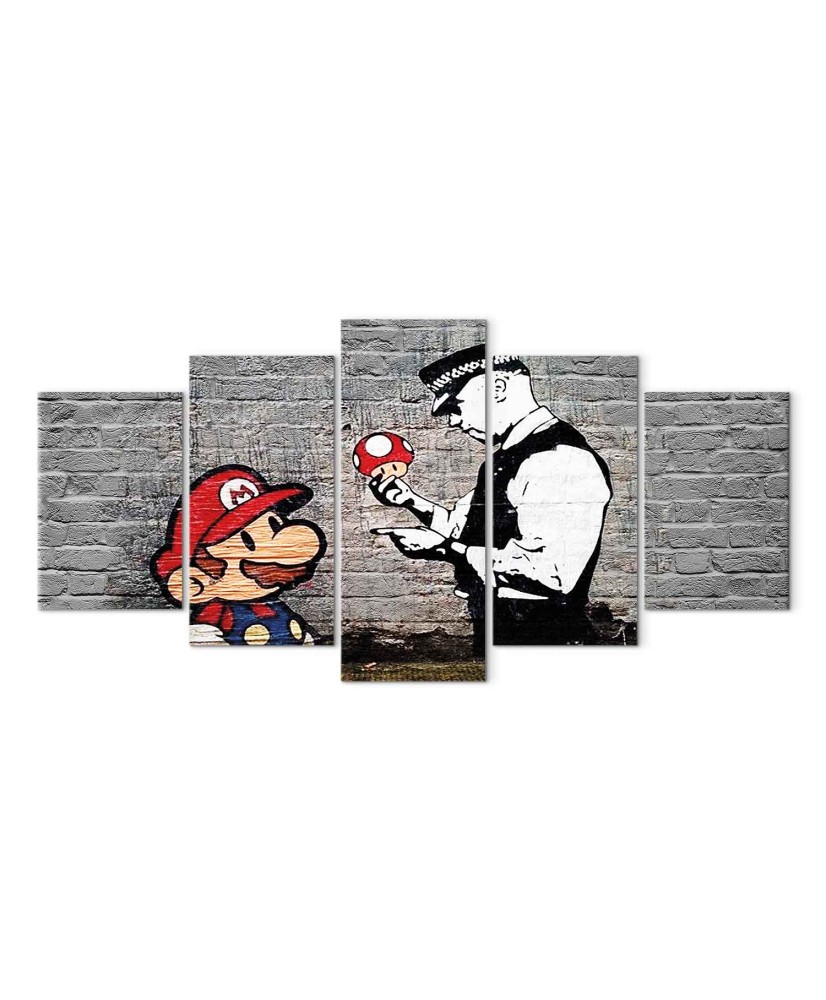 Paveikslas Super Mario grybas ir policininkas (Banksy)