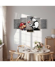 Paveikslas Super Mario grybas ir policininkas (Banksy)