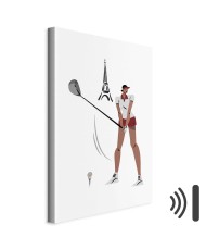 Paveikslas Golfo žaidėja Eifelio bokšto fone