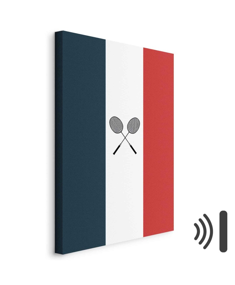 Paveikslas Juodos badmintono raketės Prancūzijos vėliavos fone