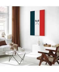 Paveikslas Juodos badmintono raketės Prancūzijos vėliavos fone