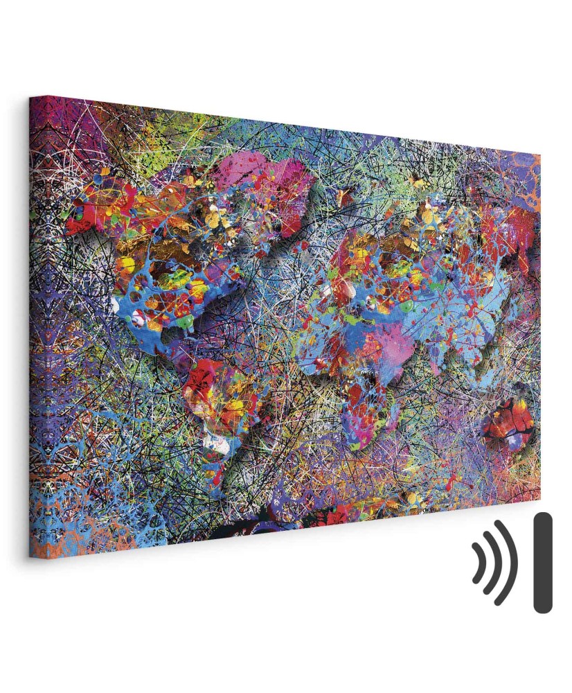 Paveikslas Pasaulio žemėlapis Jackson Pollock stiliumi