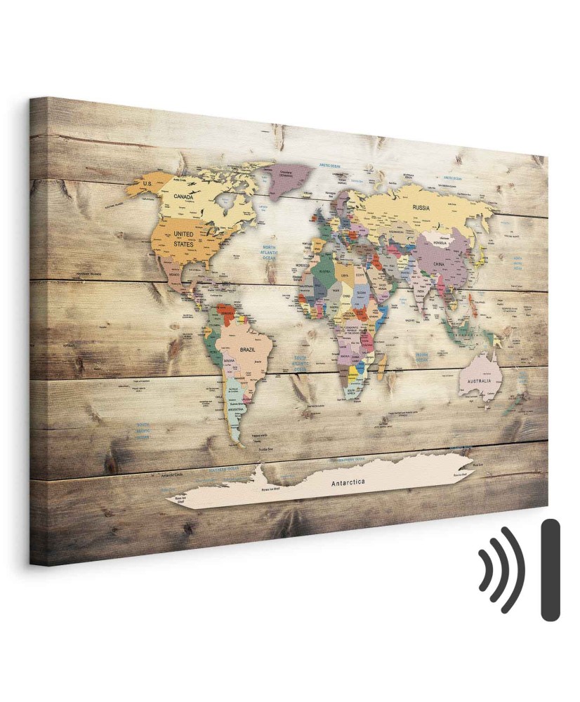 Paveikslas Spalvingų kontinentų pasaulio žemėlapis