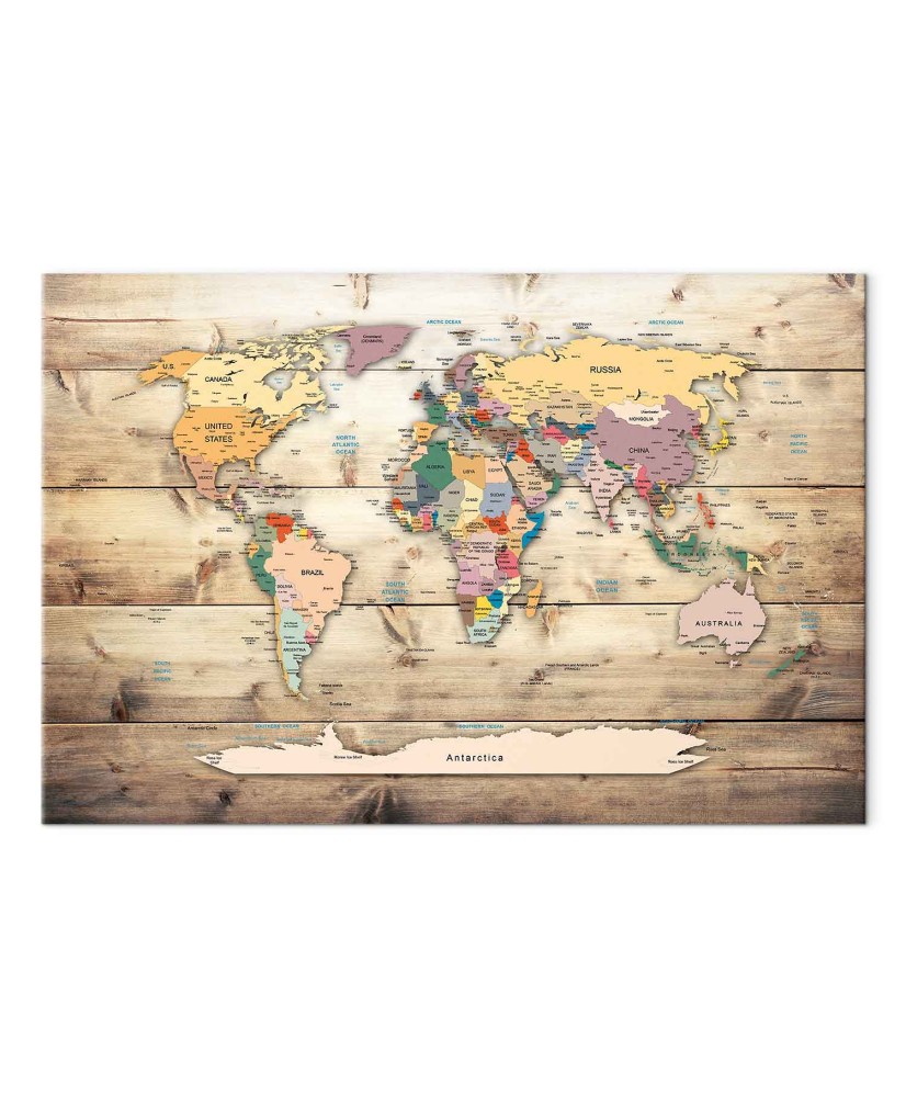 Paveikslas Spalvingų kontinentų pasaulio žemėlapis