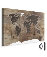 Paveikslas Medinės mozaikos pasaulio žemėlapis