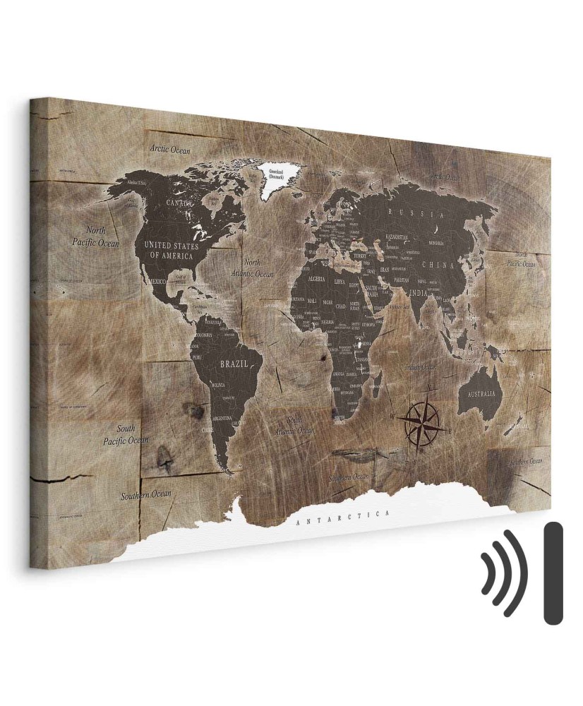 Paveikslas Medinės mozaikos pasaulio žemėlapis