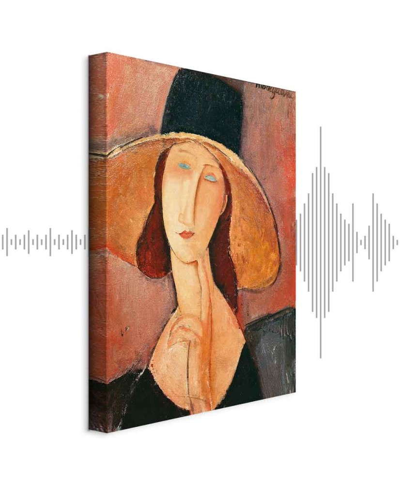 Paveikslas Amedeo Modigliani - Žanos Hebiutern portretas su didele skrybėle