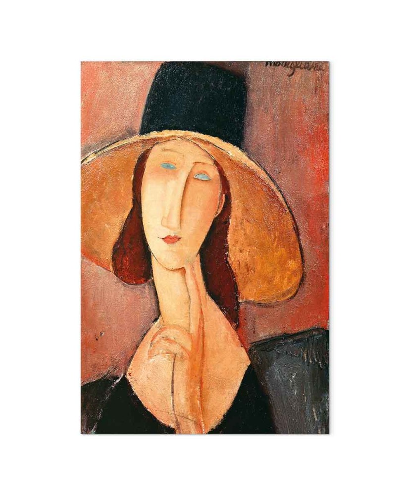 Paveikslas Amedeo Modigliani - Žanos Hebiutern portretas su didele skrybėle