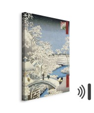 Paveikslas Utagawa Hiroshige - Būgnų tiltas ir besileidžiančios saulės kalva Meguro