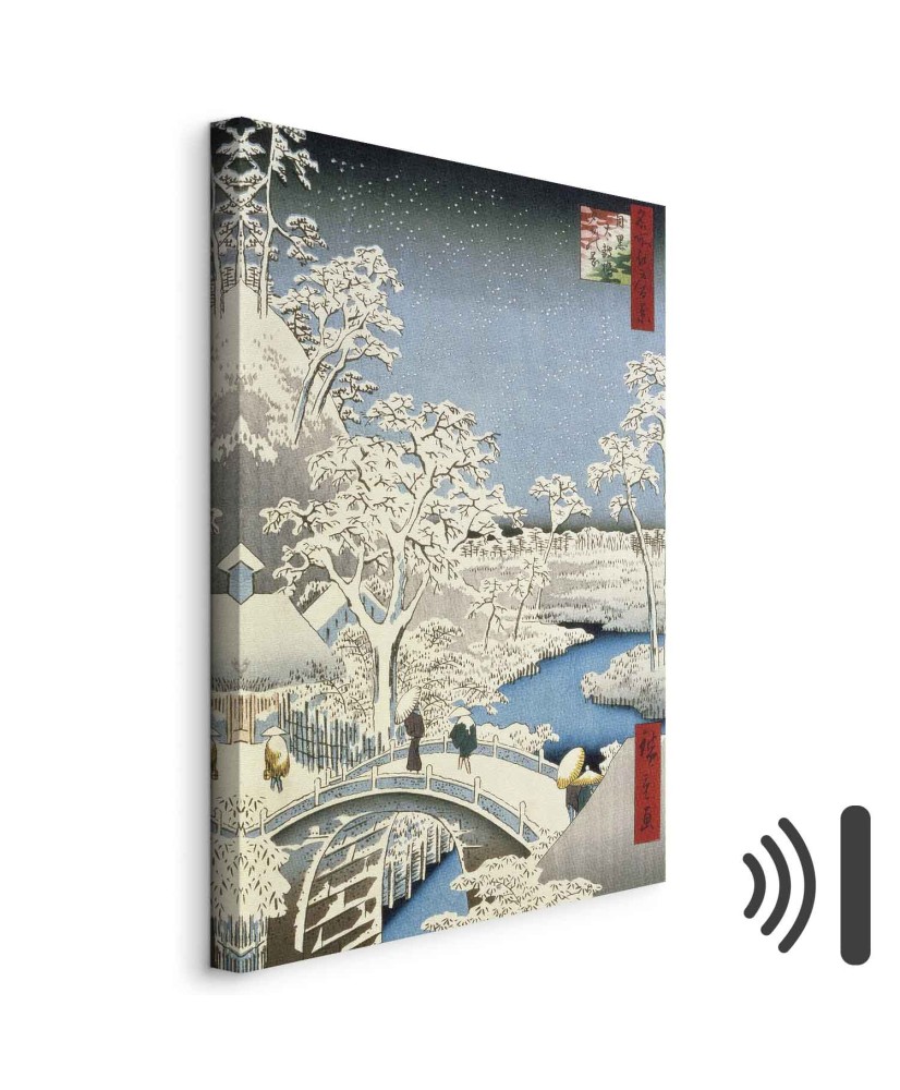 Paveikslas Utagawa Hiroshige - Būgnų tiltas ir besileidžiančios saulės kalva Meguro