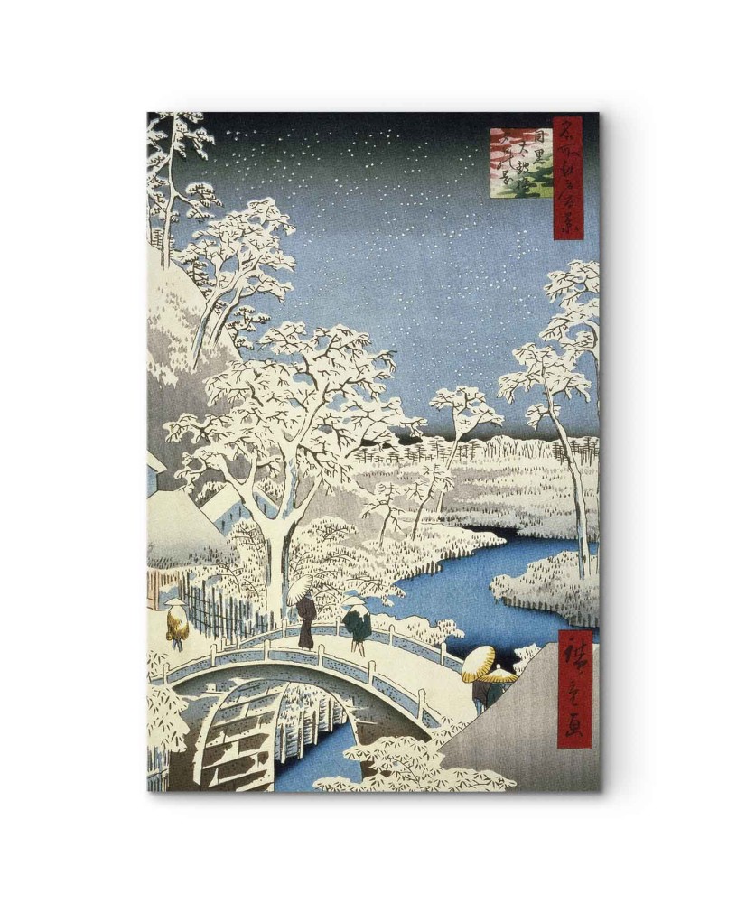 Paveikslas Utagawa Hiroshige - Būgnų tiltas ir besileidžiančios saulės kalva Meguro