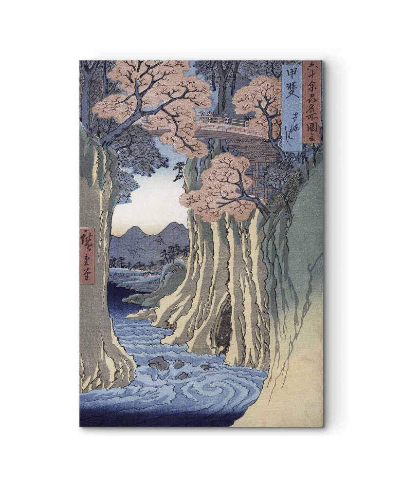 Paveikslas Utagawa Hiroshige - Beždžionių tiltas Kajaus provincijoje
