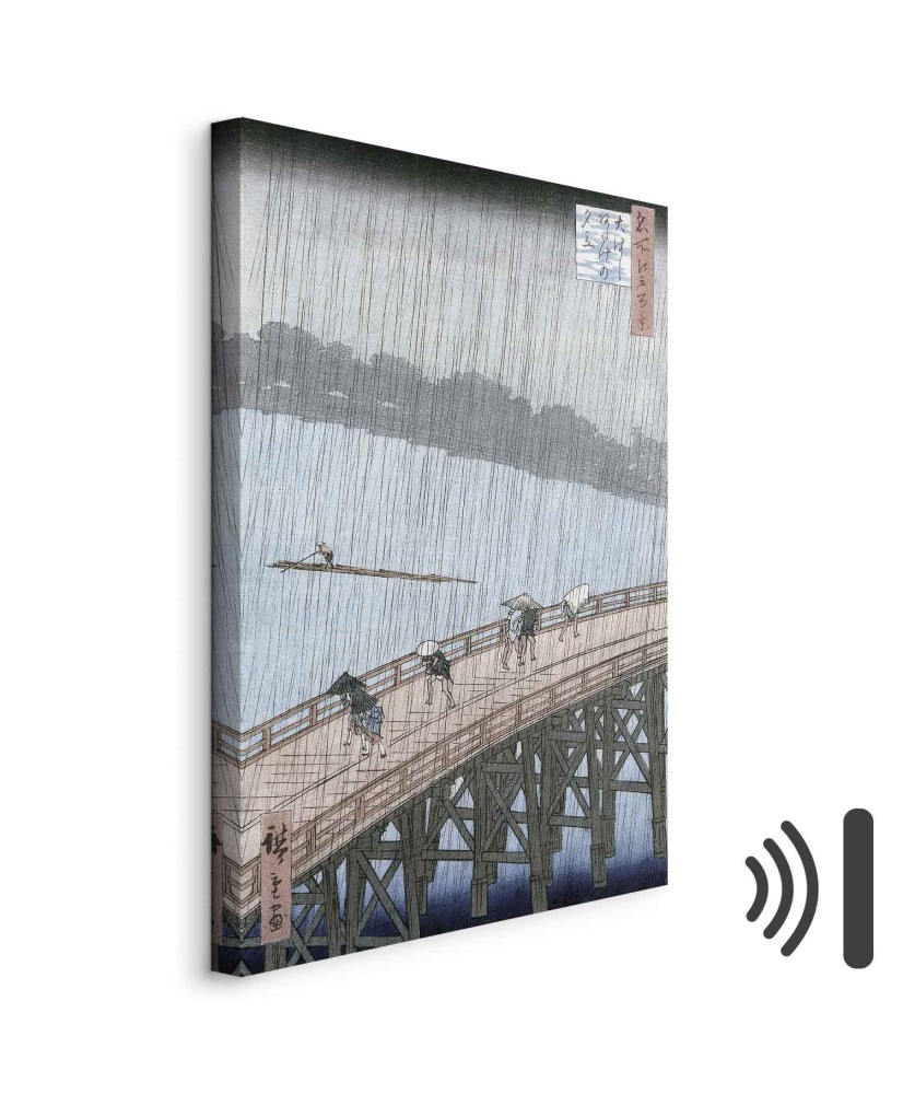 Paveikslas Utagawa Hiroshige - Staigus lietus virš Shin-Ohashi tilto ir Atakės