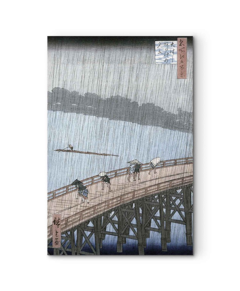 Paveikslas Utagawa Hiroshige - Staigus lietus virš Shin-Ohashi tilto ir Atakės