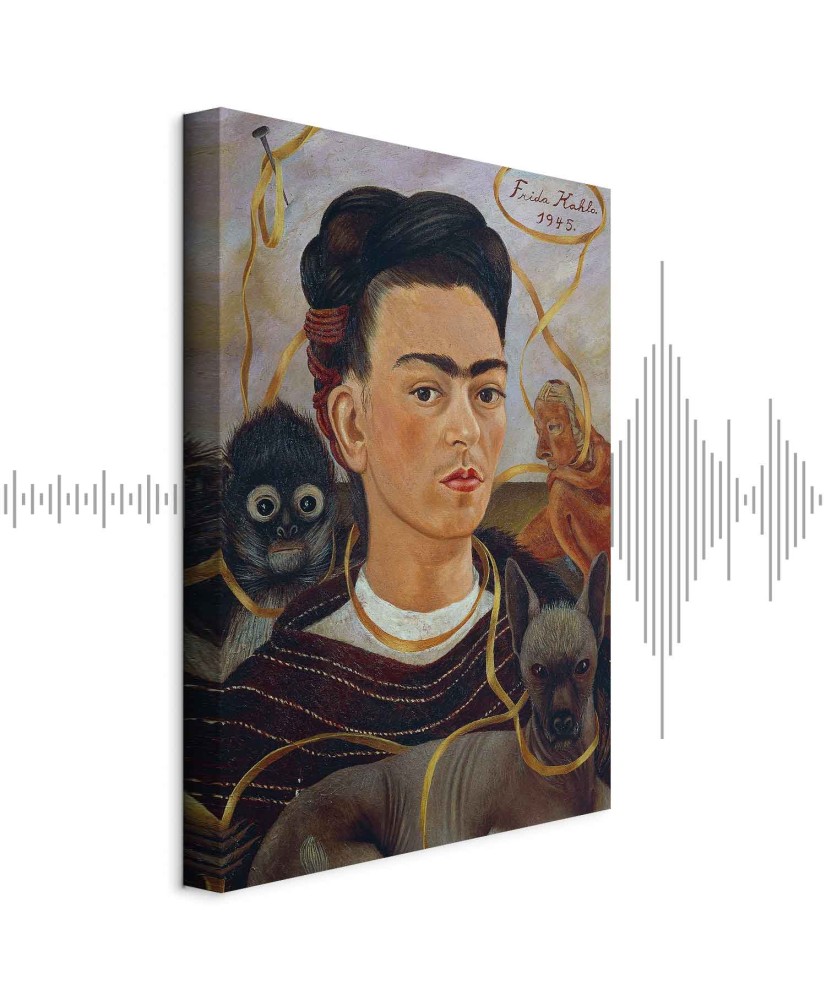 Paveikslas Frida Kahlo - Autoportretas su Changuito