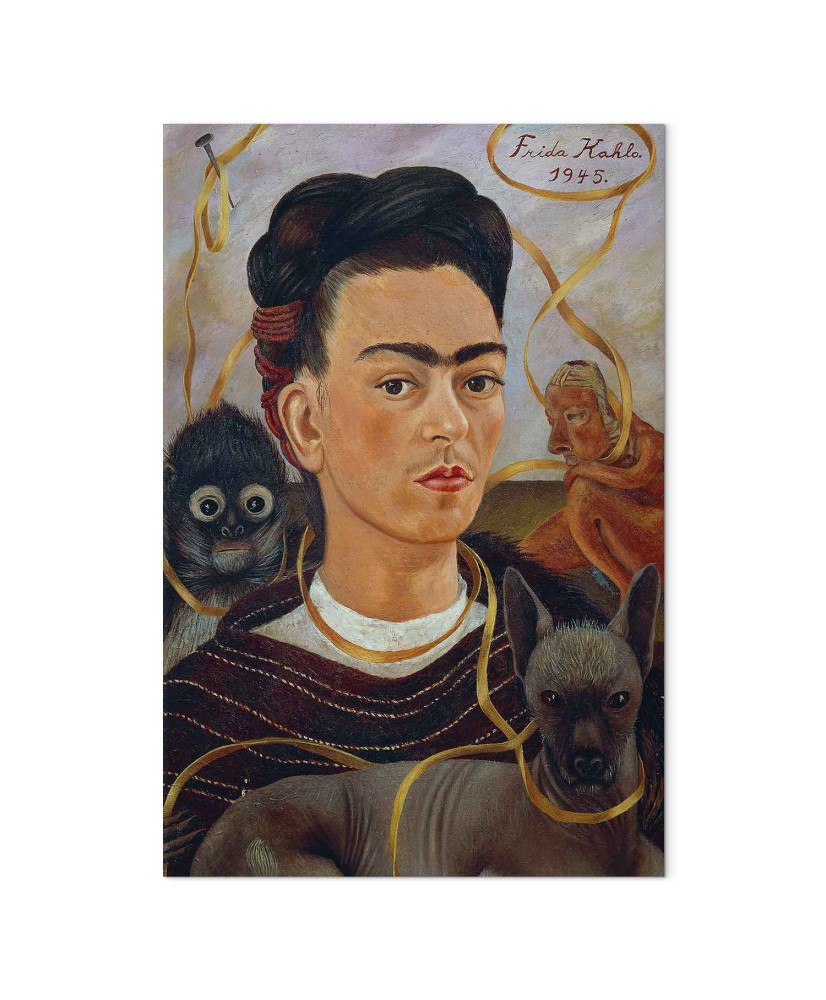 Paveikslas Frida Kahlo - Autoportretas su Changuito