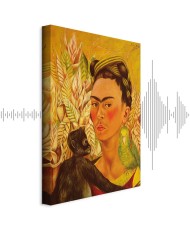Paveikslas Frida Kahlo - Autoportretas su beždžione ir papūga