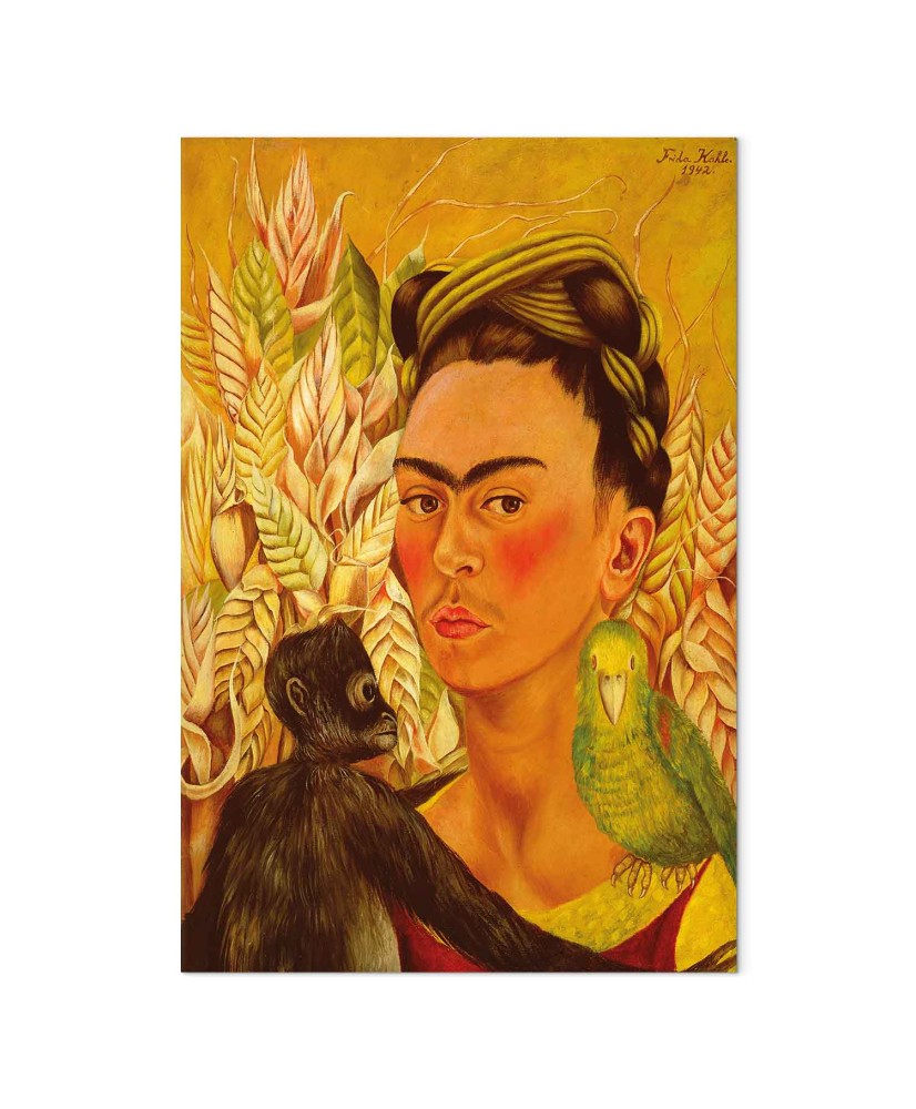 Paveikslas Frida Kahlo - Autoportretas su beždžione ir papūga