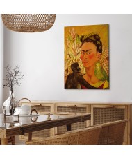 Paveikslas Frida Kahlo - Autoportretas su beždžione ir papūga